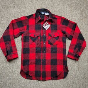 WOOLRICH Buffalo Plaid Hunting Coat Men's Medium Red Black Wool Blend Outdoors